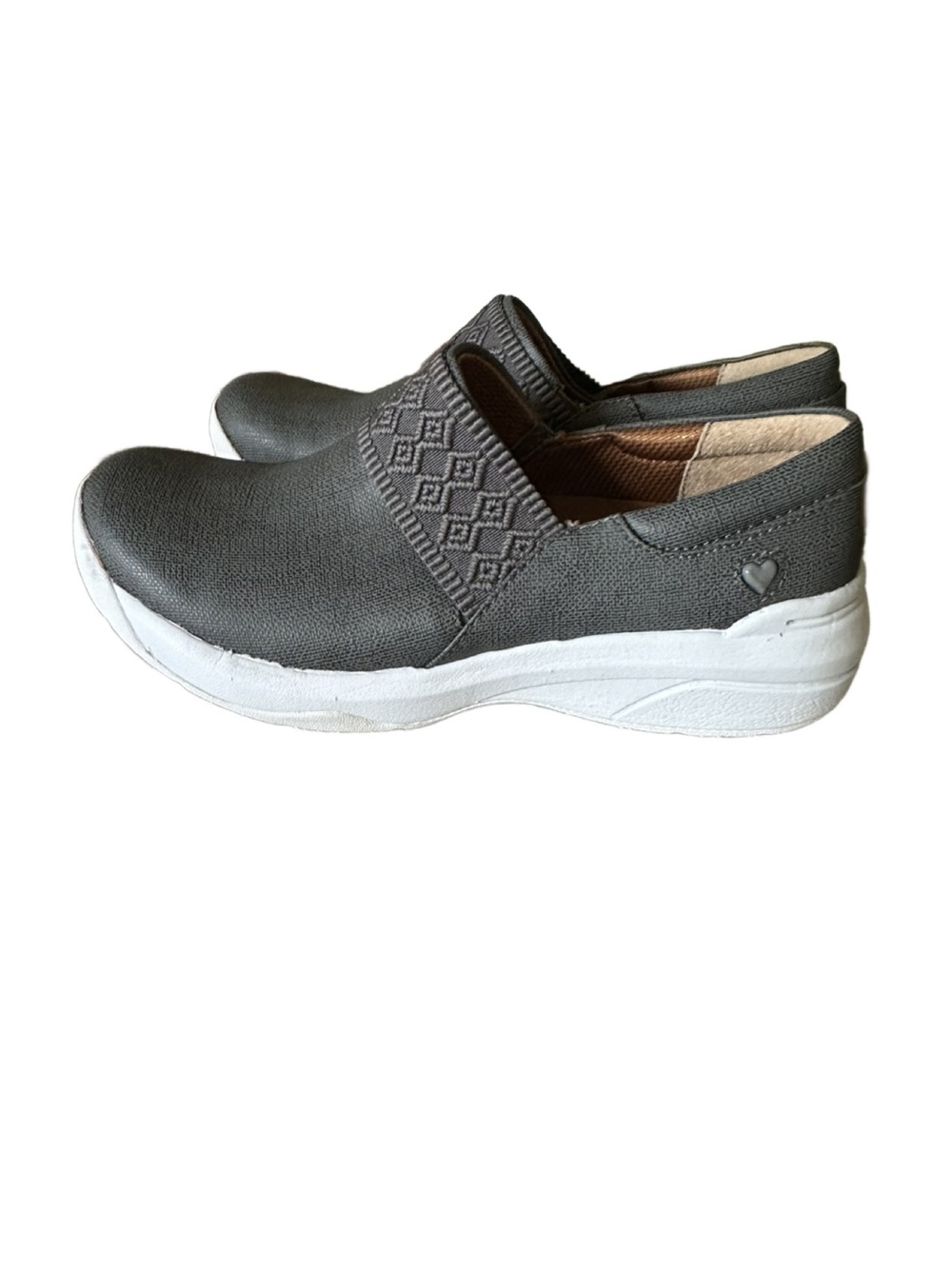 Nurse Mates Slip-On Sneakers in Gray with White Sole